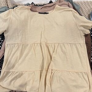 Chic Cream Short Sleeve Women's Top
